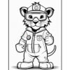 A cartoon lion character dressed in a medical outfit with a cross emblem, wearing goggles and standing confidently with a clenched fist, against a plain background.
