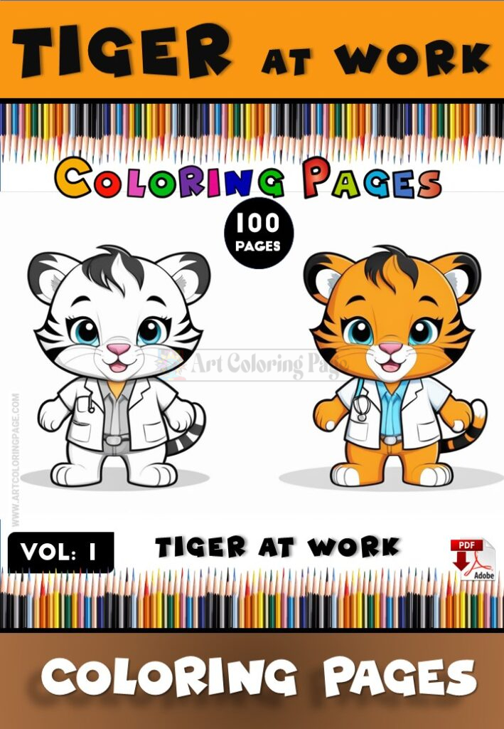 Roar into Creativity with Tiger Coloring Pages Vol: 1!