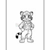 A cartoon tiger character dressed in work overalls and a cap, standing confidently with hands on hips, set against a plain white background.
