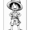 A cartoon character with black hair and a wide-brimmed straw hat, wearing a light-colored shirt, shorts, and sandals, stands confidently with hands on hips, smiling eagerly in a playful pose against a blank background.
