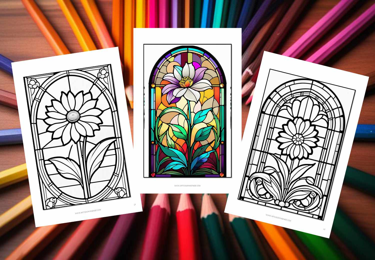 Simple Stained Glass Patterns Coloring Pages for Adults