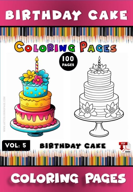 Slice into Fun with Birthday Cake Coloring Sheets Vol 5!