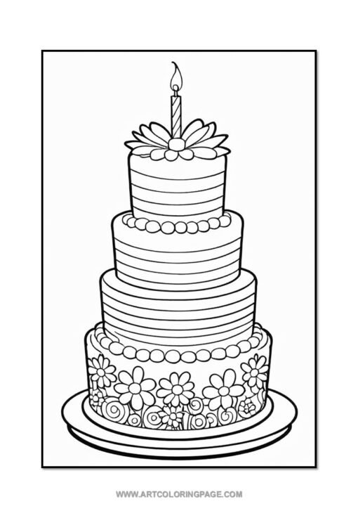 Slice into Fun with Birthday Cake Coloring Sheets Vol: 5! - Image 5