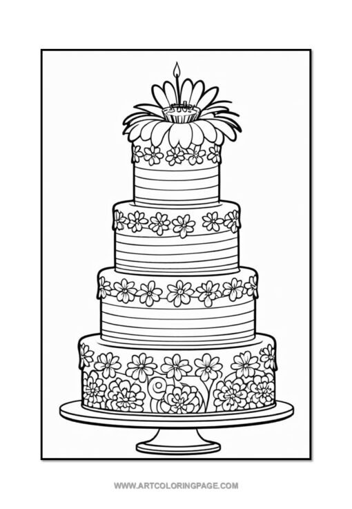 Slice into Fun with Birthday Cake Coloring Sheets Vol: 5! - Image 3