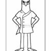 A cartoon bird character, resembling a hawk, stands confidently with its arms crossed. It wears a buttoned shirt and has a serious expression, with wide eyes and a prominent beak.