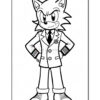 A cartoon fox character wearing a suit and tie, standing confidently with hands on hips. The character has pointed ears and an expressive face, set against a simple white background.