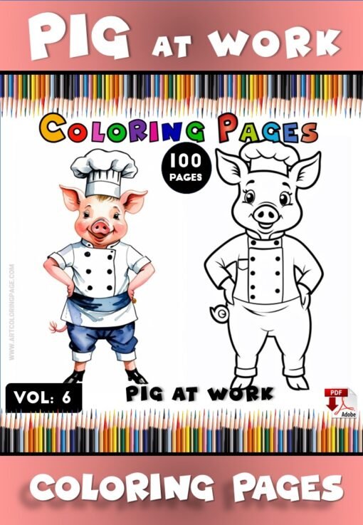 Squeal with Joy with Pig Coloring Page for Children's Vol 6!Diapositive1