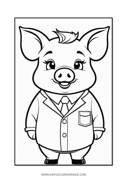 Squeal with Joy with Pig Coloring Page for Children's Vol: 6! - Image 3