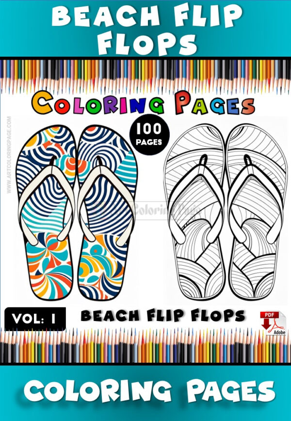 Step into Summer Fun with Flip Flop Coloring Pages Vol: 1!