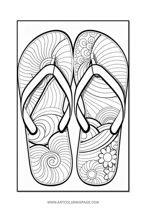 Step into Summer Fun with Flip Flop Coloring Pages Vol: 1! - Image 4