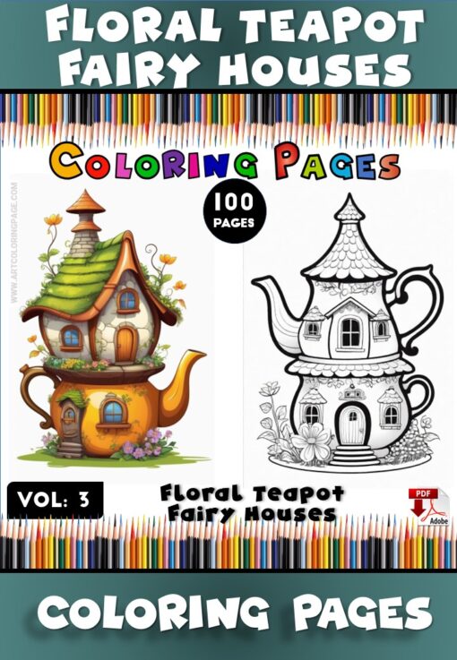 Step into a Whimsical World with Fairy Teapot Coloring Pages Vol: 3