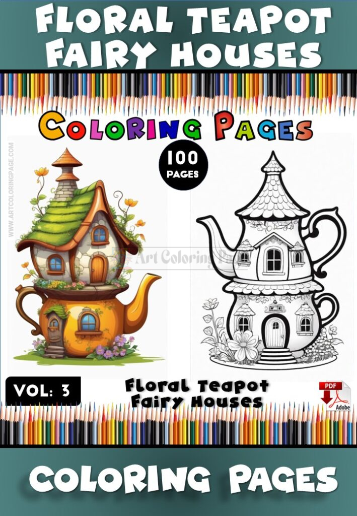 Step into a Whimsical World with Fairy Teapot Coloring Pages Vol: 3