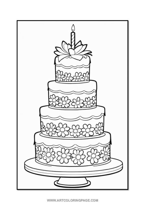 Sweeten Your Day with Cake Coloring Pages Vol: 2! - Image 5