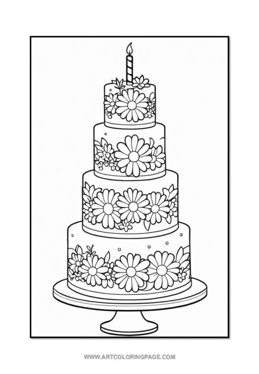 Sweeten Your Day with Cake Coloring Pages Vol: 2! - Image 3