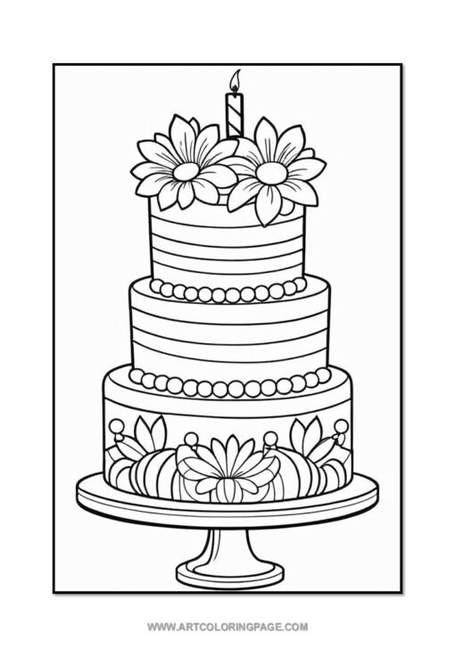 Sweeten Your Day with Cake Coloring Pages Vol: 2! - Image 2