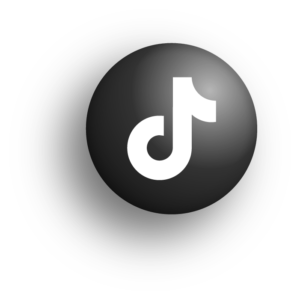 A round black icon featuring a white TikTok logo in the center.
