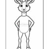 A cartoon goat character standing upright with hands on its hips, featuring large expressive eyes, pointed ears, and two curved horns, against a blank white background.