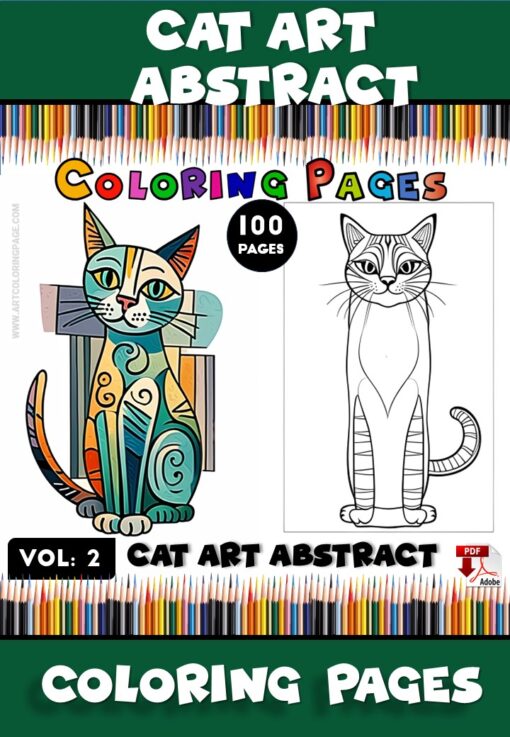 Unleash Your Creativity with Abstract Cat Art Coloring Pages Vol 2