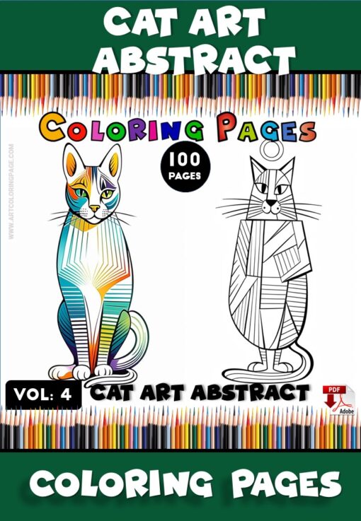 Unleash Your Inner Artist with Abstract Cat Face Coloring Book Vol: 4!