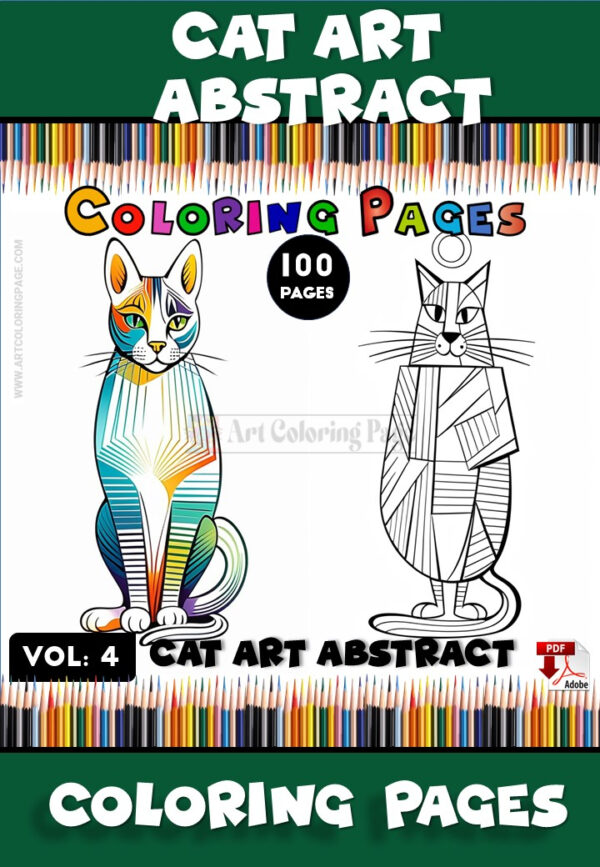 Unleash Your Inner Artist with Abstract Cat Face Coloring Book Vol: 4!