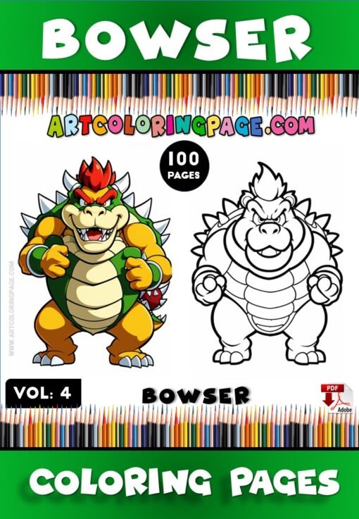 Unleash Your Creativity with Bowser Mario Coloring Pages Vol 4!