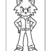 A cartoon fox character with spiky hair stands confidently with arms crossed, wearing a button-up shirt and pants. The character has large ears and a serious expression, set against a plain background.