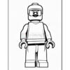 Outline of a cartoonish LEGO figure with a confident expression, wearing a sleeveless shirt and raised arms, set against a blank background.