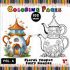 Unlock More Magic with Fairy Teapot Coloring Sheets Vol 4!