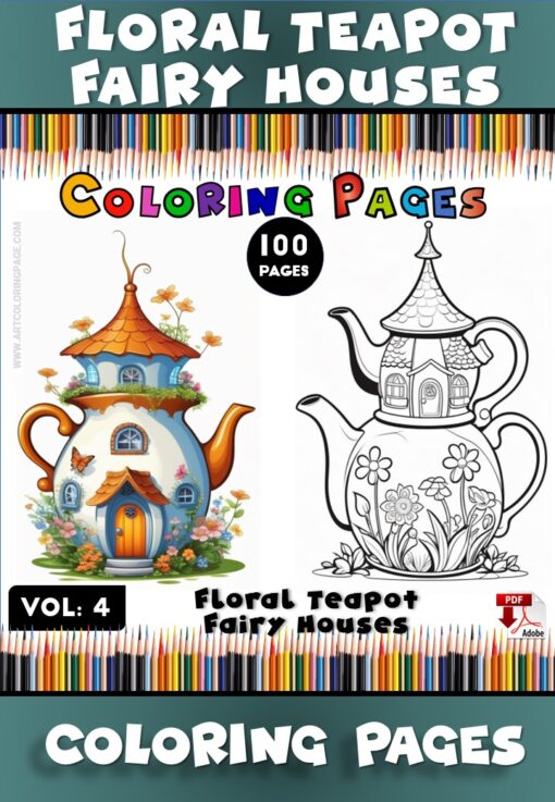 Unlock More Magic with Fairy Teapot Coloring Sheets Vol 4!