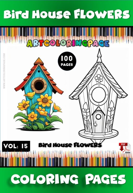 Welcome Feathered Friends with Bird House Design Coloring Pages Vol 1!