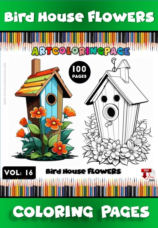 Welcome Feathered Friends with Birdhouse Coloring for Kids Vol: 16!