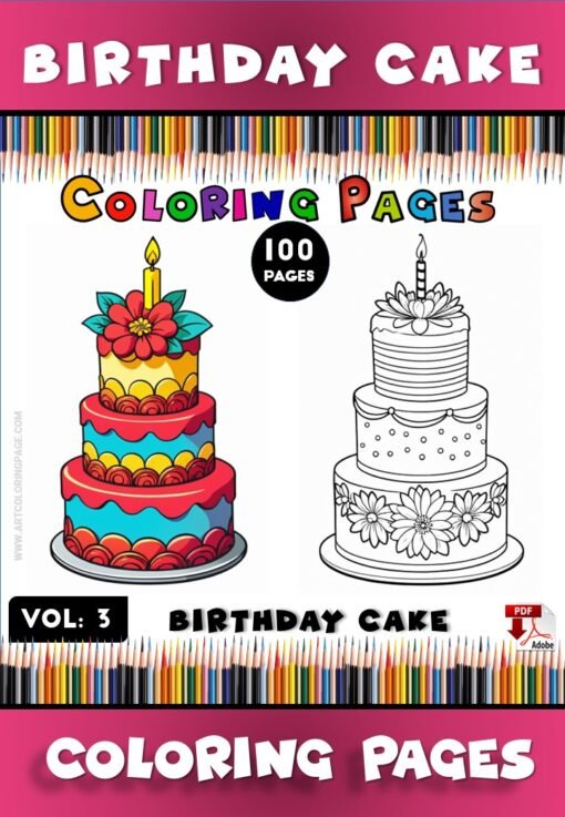 Whisk Up Fun with Cake Coloring Pages for Children Vol 3!