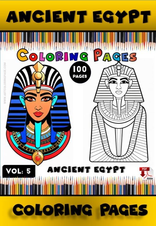 Ancient Egypt with Pharaoh Coloring Pages Printable Vol: 5!