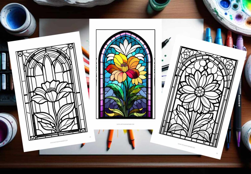 Simple Stained Glass Patterns Coloring Pages