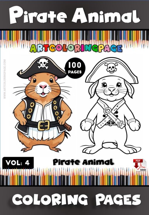 Ahoy, Matey! Dive into the Pirate Animal Coloring Book Vol. 4!