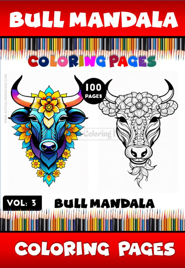 Bull Skull Mandala Coloring Book Vol. 3 – Bold and Creative Coloring Fun