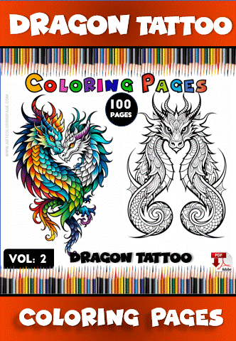 Chinese Dragon Tattoo Coloring Pages Vol. 2 - Image 2