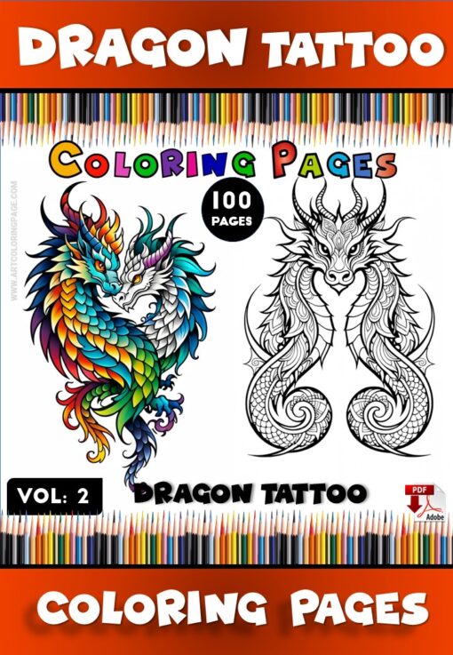 Chinese Dragon Tattoo Coloring Pages Vol. 2