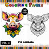 Color Page Pig Mandala Vol. 2 – Adorable and Relaxing Coloring Fun