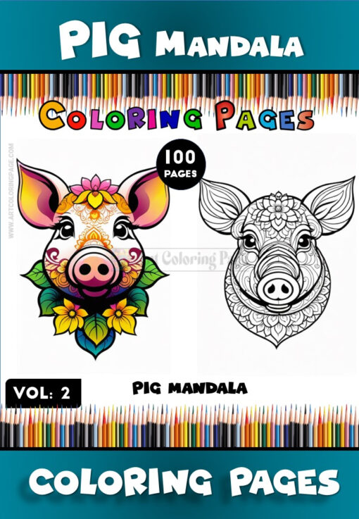 Color Page Pig Mandala Vol. 2 – Adorable and Relaxing Coloring Fun