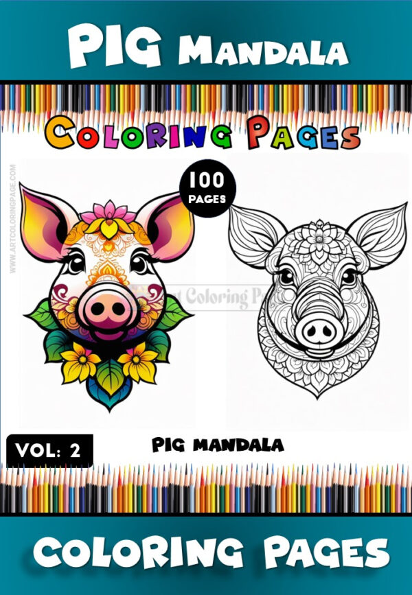 Color Page Pig Mandala Vol. 2 – Adorable and Relaxing Coloring Fun
