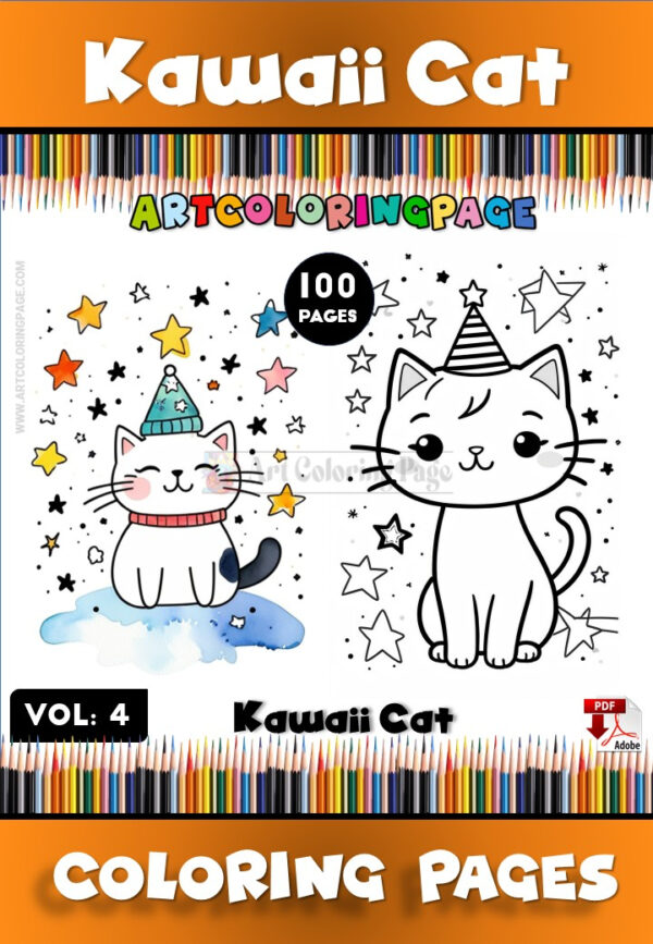 Cute Kawaii Cat Coloring Book Vol4 Adorable Fun for All Ages
