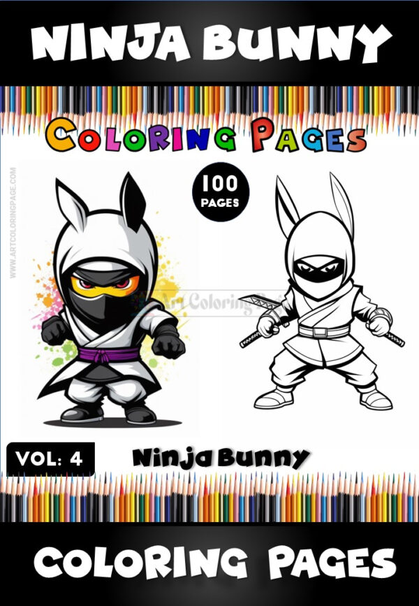 Adorable Adventures with Cute Ninja Bunny Coloring Book Vol. 4!