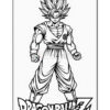 Line art illustration of a muscular character with spiky hair, wearing a martial arts uniform, standing confidently with clenched fists, labeled 'DRAGON BALL Z' at the bottom.