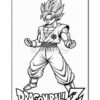 Line art illustration of a muscular character with spiky hair, wearing a martial arts uniform, standing in a determined pose. The character's fists are clenched, and the words 'Dragon Ball Z' are prominently displayed at the bottom.
