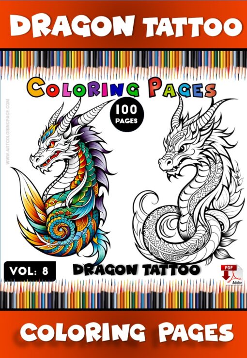 Dragon Tattoo Books Coloring Vol.8 Unleash Your Inner Artist