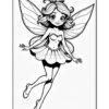 A cartoon fairy character with large wings and styled hair, wearing a dress adorned with pearls, floating with outstretched arms and a cheerful expression.