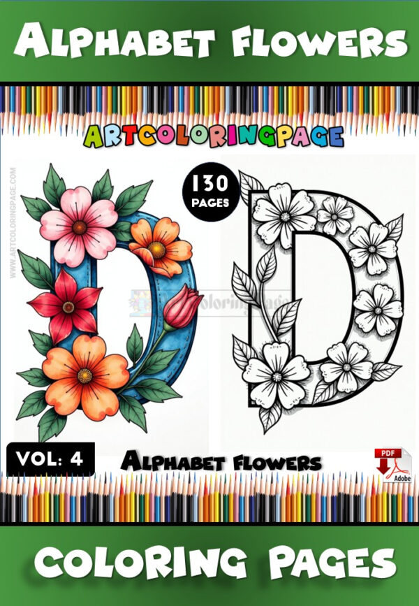 Flower Alphabet Pictures to Color Vol. 4 – Creative and Relaxing Fun
