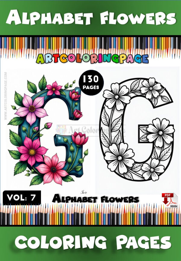 Flowers Alphabet Coloring Book Printable Vol. 7 – Creative and Relaxing
