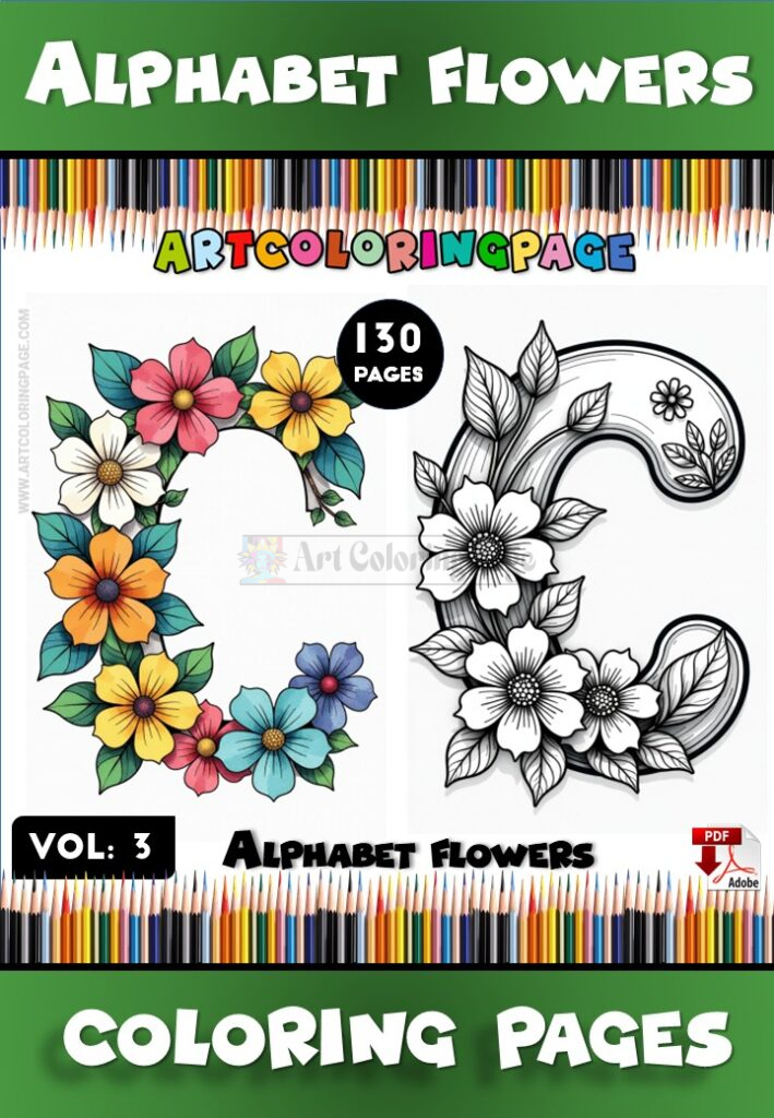 Flowers Alphabet Coloring Sheets Vol. 3 – Creative and Relaxing